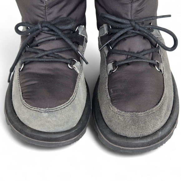 Sanuk Black and Gray Puffy Lined Double Lace Knee High Winter Boots Size 10 EUC - Picture 8 of 16